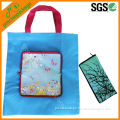 High quality zippered folding bag printed folding shopping bag